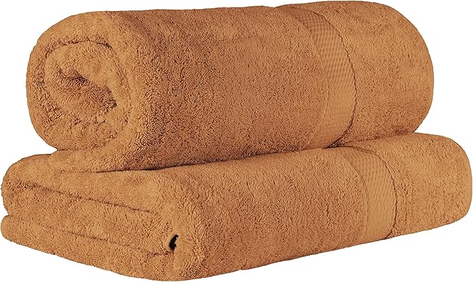 BLUENILEMILLS Premium Towel Collection, Egyptian Cotton Towels for Shower and Bathroom 2-Piece Bath Sheet Set, 34" x 68", Rust by Blue Nile Mills