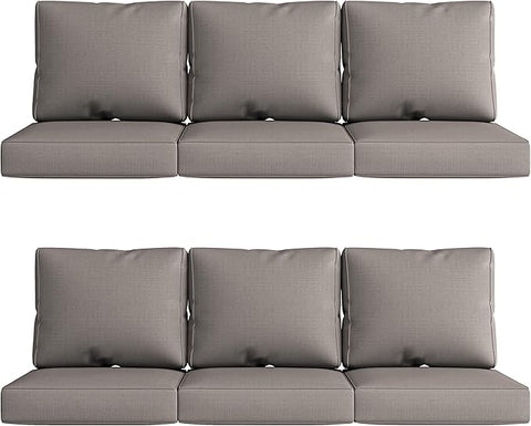 UIXE Outdoor Deep Seat Cushion Set with Slipcovers, Patio Furniture Cushions & Back Pads, Sectional Sofa Bistro Chair Cushion - Coffee, Set of 6