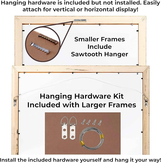 10x10 Frame with Mat - Brown 13x13 Frame Wood Made to Display Print or Poster Measuring 10 x 10 Inches with Black Photo Mat