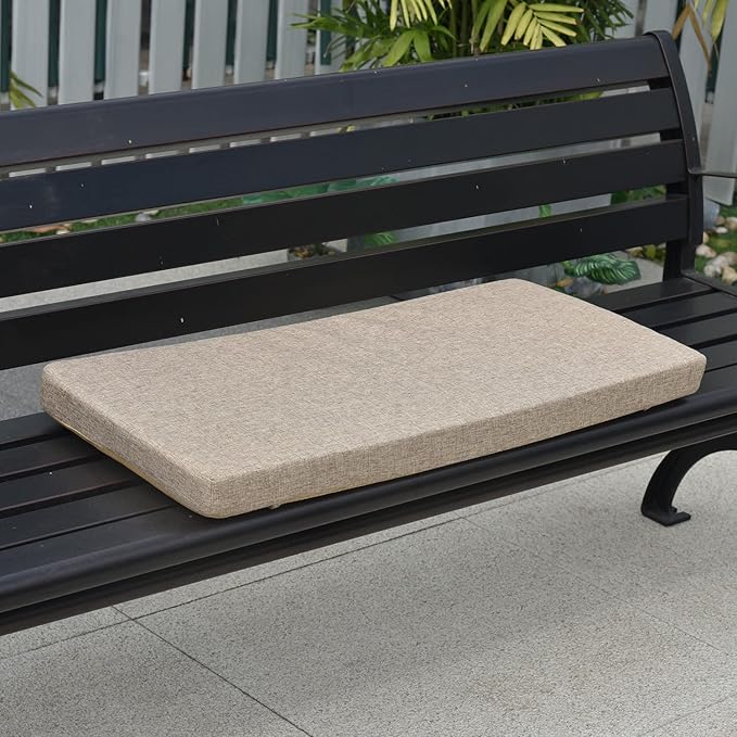 Bay Window Seat Cushions Indoor Furniture 40x14 Inch No Slip Washable Long Bench Cushion with Zipper, Light Khaki