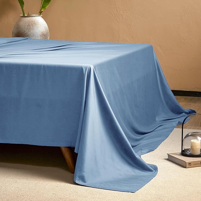 EVERLY Twin Sheets Set,Luxuriously 400 Thread Count Organic Viscose Derived from Bamboo Bed Sheet,Cooling Sheets for Twin Size 3 Piece Deep Pockets Bedding Sheets &Pillowcases-Sky Blue