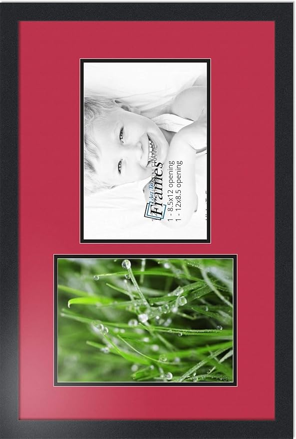 Art to Frames Double-Multimat-776-762/89-FRBW26079 Collage Photo Frame Double Mat with 2 - 8.5x12 Openings and Satin Black Frame