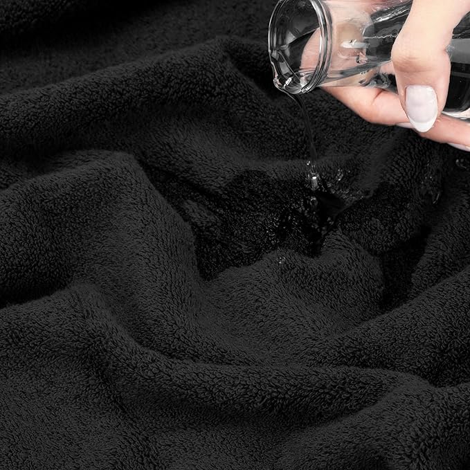 American Soft Linen Salem Turkish Bath Towel Set, 100% Cotton 600 GSM 6 Piece Towels for Bathroom, 2 Bath Towels 2 Hand Towels 2 Washcloths, Black
