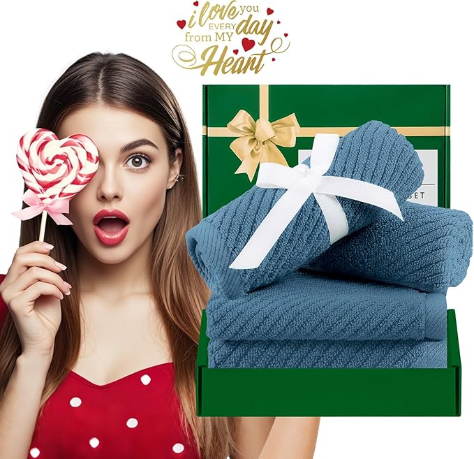 Bathroom Hand Towels 13" x 13" - 100% Cotton | Lightweight | Thick | Quick Dry | Soft | Absorbent, Wash Cloths for Your Face and Body, Wash Cloths for Showering, Bathroom Essentials, Dark Blue