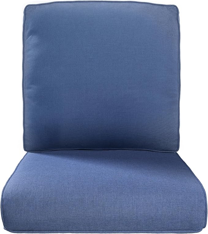 22x25/22x24 Outdoor Replacement Cushions - 1 Set High Back Deep Seat Patio Furniture Cushion for Rattan Dining Swivel Rocking Chairs Rattan Loveseat Couch Sectional Sofa - Navy Blue/Classic