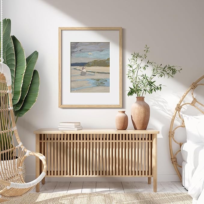 Minimalist 16x20 Frames with Mat for 11x14, Natural Solid Oak Wood 16x20 Frame, Lightweight for Wall Mounting(Single, Oak)
