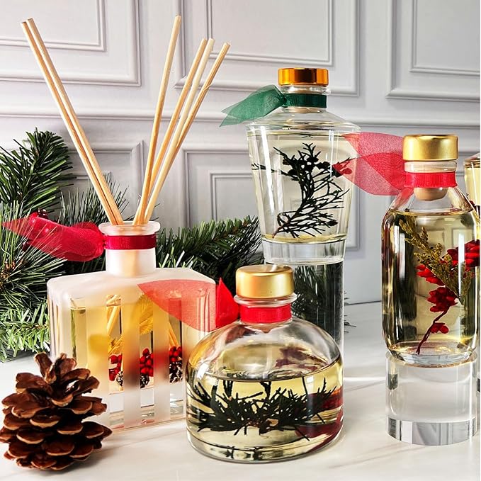LOVSPA Reed Diffuser Set, Spiced Cinnamon Orange Scented Oil Diffuser with Sticks, Home Fragrance Accessories for Bathroom Shelf Decor, Aroma Diffusers for Home or Office Desk, USA Made