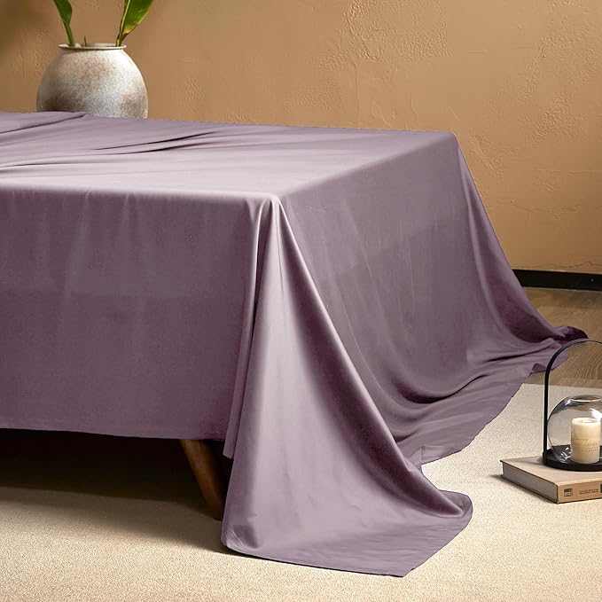 EVERLY California King Sheets Set,Luxuriously 400 Thread Count Organic Viscose Derived from Bamboo Bed Sheet,Cooling Sheets for California King Size 4 Piece Deep Pockets Bedding Sheets-Purple