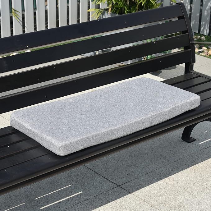 Bay Window Seat Cushions Indoor Furniture 48x14 Inch No Slip Washable Kitchen Dining Bench Cushion with Zipper, Light Grey