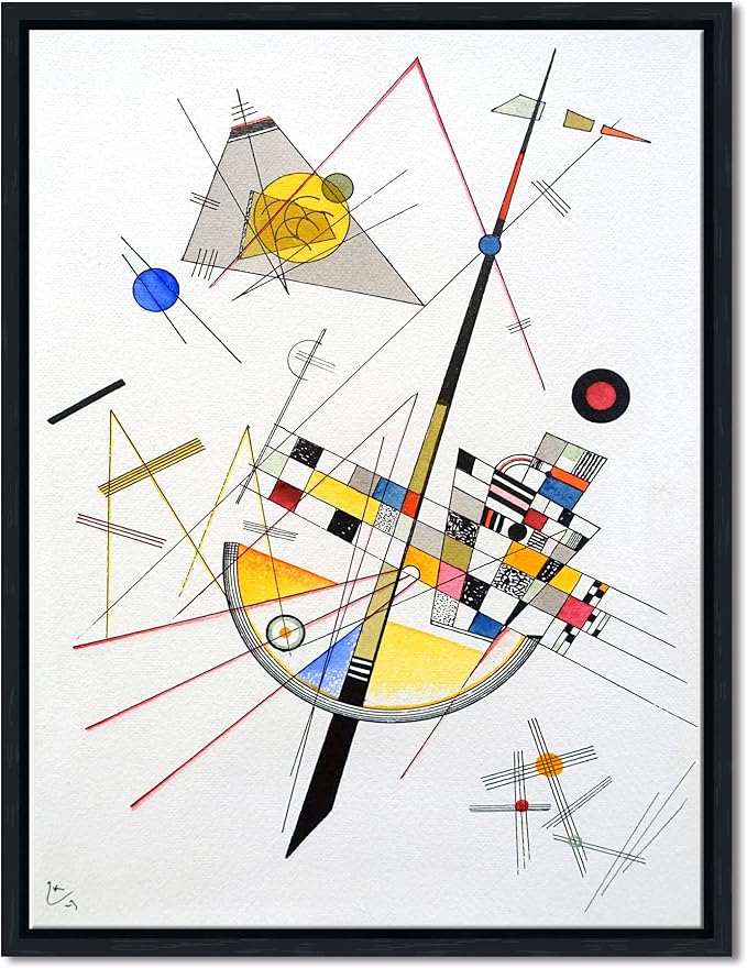 Wieco Art Framed Canvas Wall Art Delicate Tension #85, 1923 by Wassily Kandinsky Classic Famous Paintings Reproductions Canvas Wall Art for Home Office Decoration