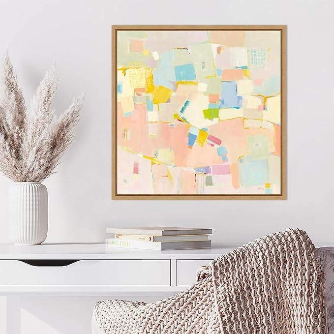 Amanti Art Framed Canvas Wall Art 22x22 Block Party by Phyllis Adams, Framed Wall Art Canvas, Abstract Artwork, Modern Decor, Medium Poster Painting for Living Room, Bedroom, Bathroom, Kitchen,