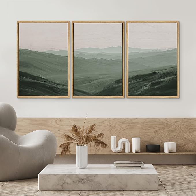 SIGNWIN Framed Canvas Print Wall Art Set Rolling Green Mountain Hill Environment Nature Wilderness Photography Modern Art Chic Landscape for Living Room, Bedroom, Office - 16"x24"x3 Natural