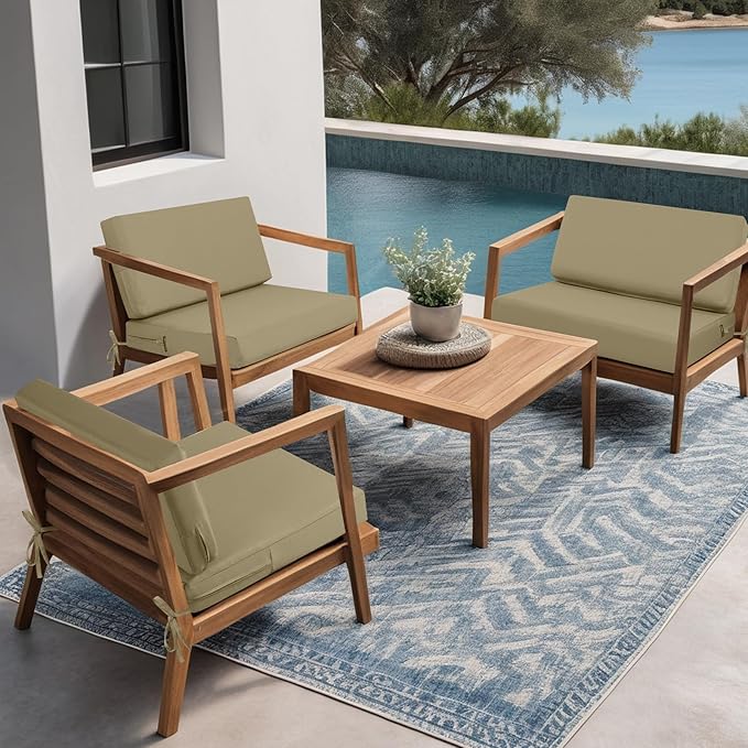 idee-home Outdoor Cushions for Patio Furniture, Outdoor Seat Cushion, Waterproof Couch Hampton Bay Deep Seat Replacement Chair Cushions for Garden Lawn Backyard Deck, 26.5 x 26.5