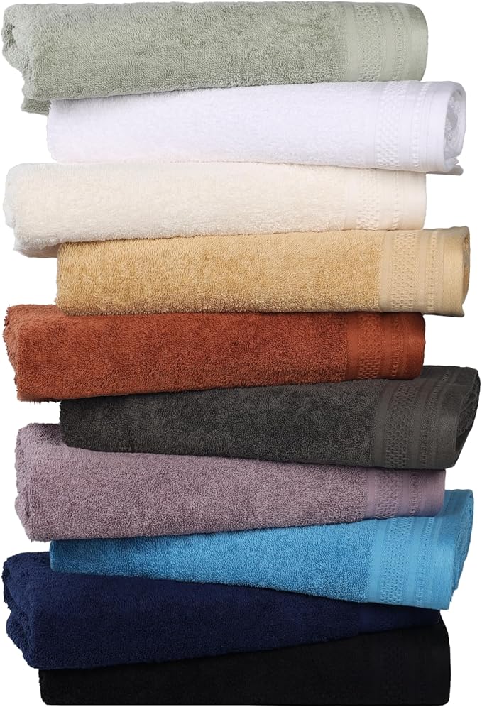 Superior Honeycomb 100% Cotton 500 GSM 12 Piece Bath Towel Set, 6 Washcloths, 4 Hand, 2 Bath Towels, Ideal for Bathroom, Kitchen or Beach, Quick Dry, Jacquard and Solid, Mid-Weight, Ivory