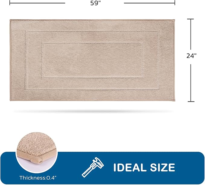 PURRUGS Machine Washable Kitchen Runner Rug 24" x 59", Non-Slip/Skid Hallway Runner Rug, Super Absorbent Soft Area Rug for Kitchen, Hallway & Laundry, Beige