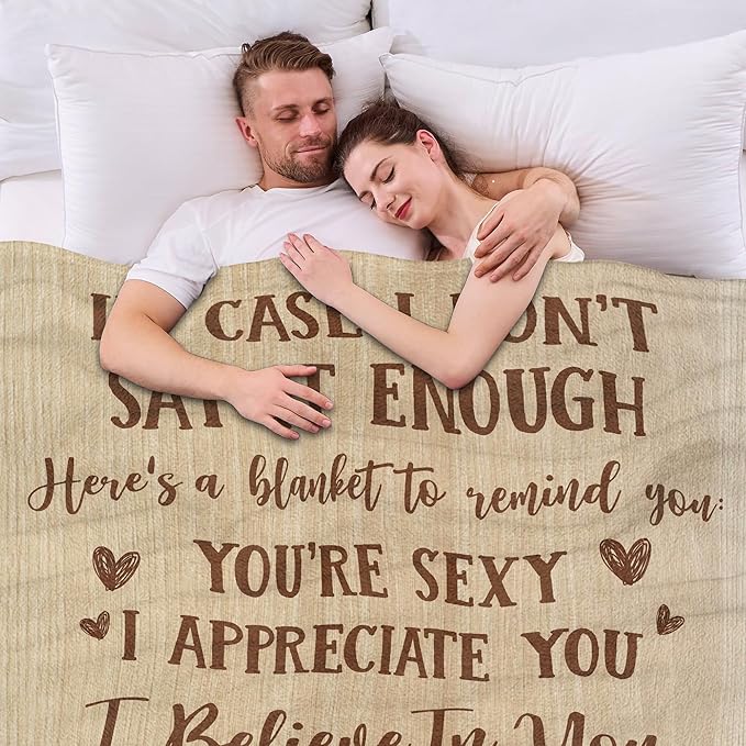 Couple Gifts for Girlfriend Boyfriend - Soft Fleece Throw Blankets 50x60 in - Wedding Anniversary Birthday Gifts for Him Her Husband Wife Women Men, I Love You Blanket