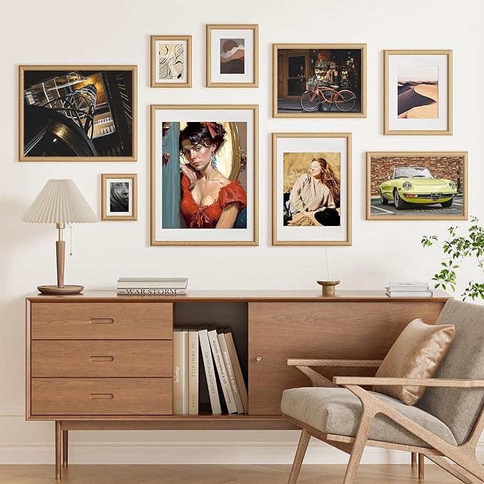 8"x10" Oak Wood Picture Frame, 8x10 Photo Frame with Tempered Glass, USA-Sourced Natural Oak Picture Frames Matted to 5x7 Photos Tabletop or Wall Mount Display, Wall Art Photo and Prints, 1 Pack