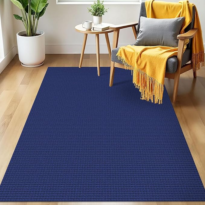IOHOUZE Washable Area Rug 3x5 Non Slip Woven Rugs for Entryway Rugs Indoor Outdoor Doormat Throw Rug Floor Carpet for Entrance Kitchen Living Room, Royal Blue/Navy