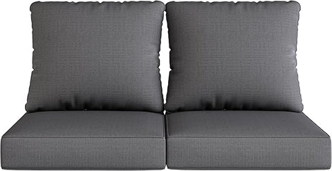 UIXE Outdoor Deep Seat Cushion Set with Slipcovers, Patio Furniture Cushions & Back Pillow, Sectional Sofa Bistro Chair Cushion - Gray, Set of 2