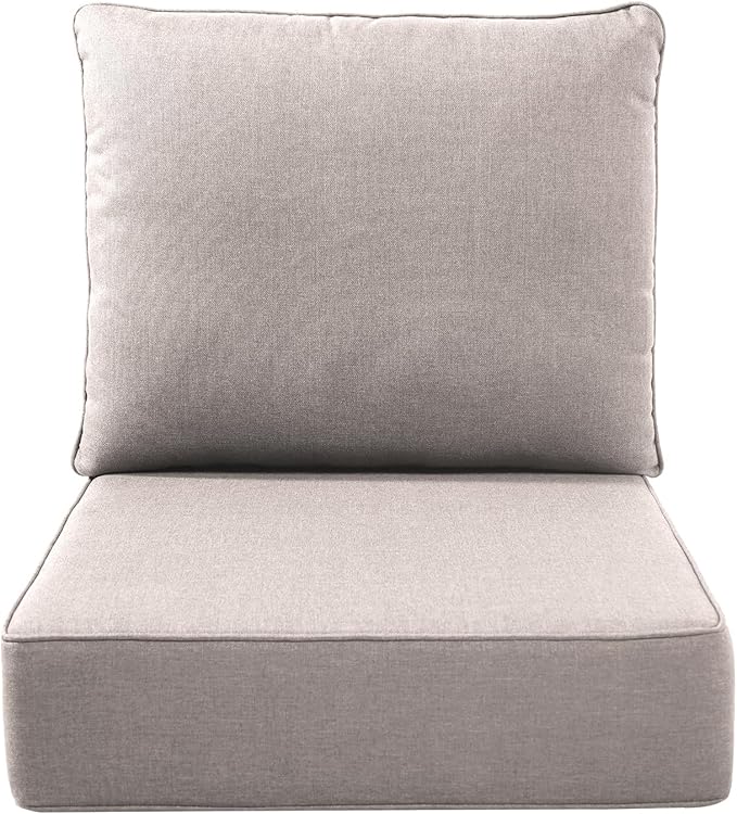 Luxury Outdoor Seat Cushion Set-22 x 22 x 6 Inch Outdoor Chair Cushions with Water Resistant & Removable Cover Outdoor Cushions for Patio Furniture Chair Sofa Couch-Beige