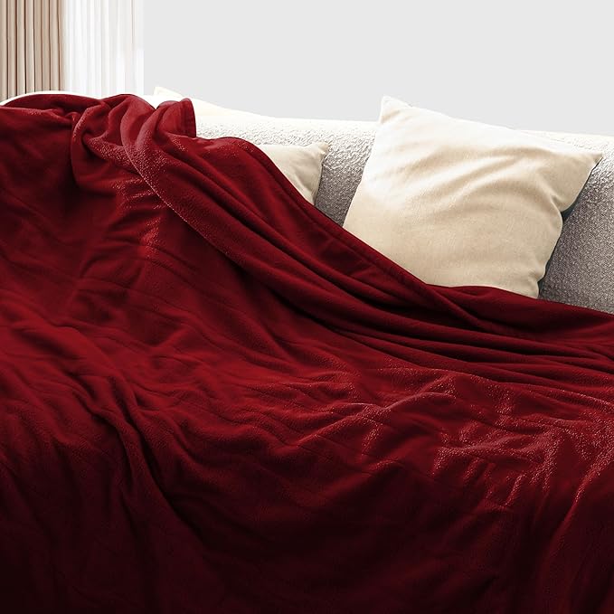 Electric Blanket 72'' x 84'' Full Size Soft Heated Blanket with 4 Levels of Heat ＆ 10 Hour Auto Off, Machine Washable - Wine Red