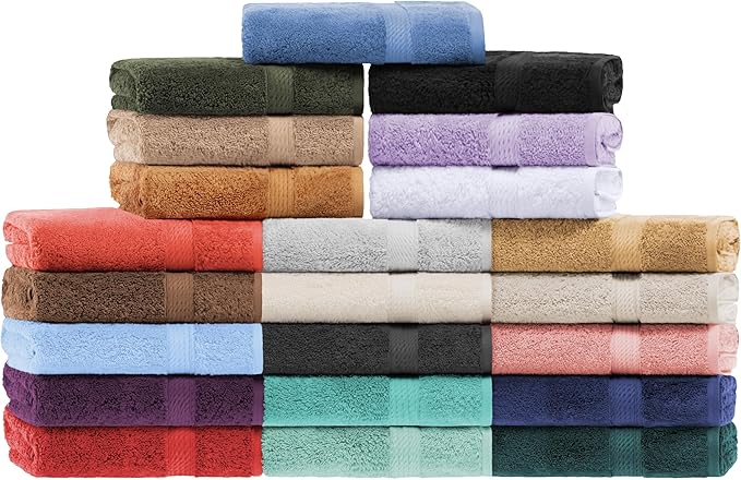 BNM Egyptian Cotton Heavyweight Towels, Ideal For Bathroom, Shower, Spa, Hotel, 800 GSM, Face/ Washcloths, Hand Towels, Bath Towels, Highly-Absorbent, Luxury Home Basics, 9 Piece Towel Set, White