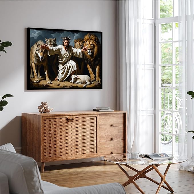 Christian Wall Art Print, Religious Scripture Biblical Decor, Faith-Based Inspirational Landscape with Cross, Digital Printed Canvas Poster for Church, Home Chapel, Prayer Room Decor