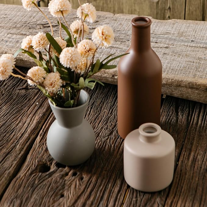 Modern Vases for Home Decor, Artificial Fake Flowers with Vase, Ceramic Vase for Centerpieces