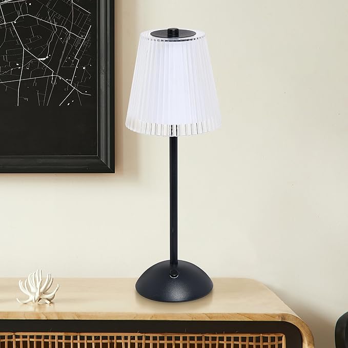 Camden Reed Table Lamp, Desk lamp, 3 Different Lighting Modes, Modern Minimal Design for Dinner/Coffee Table/Restaurant/Bedroom, Classic Black