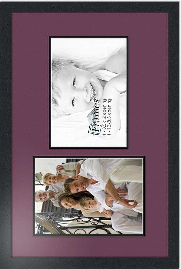 ArtToFrames Double-Multimat-776-815/89-FRBW26079 Collage Photo Frame Double Mat with 2-8.5x12 Openings and Satin Black Frame