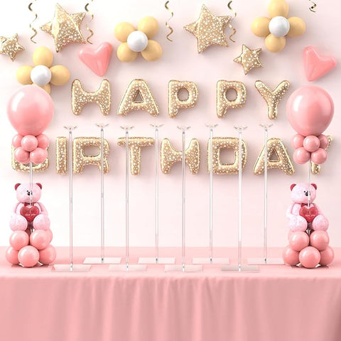 10 Pack Balloons Stands for Tables, 23.6 Inch Acrylic Balloon Centerpiece Stands with Clear Base, Balloon Stick Holder for Wedding, Baby Shower, Holiday, Graduation, Birthday Party Decoration