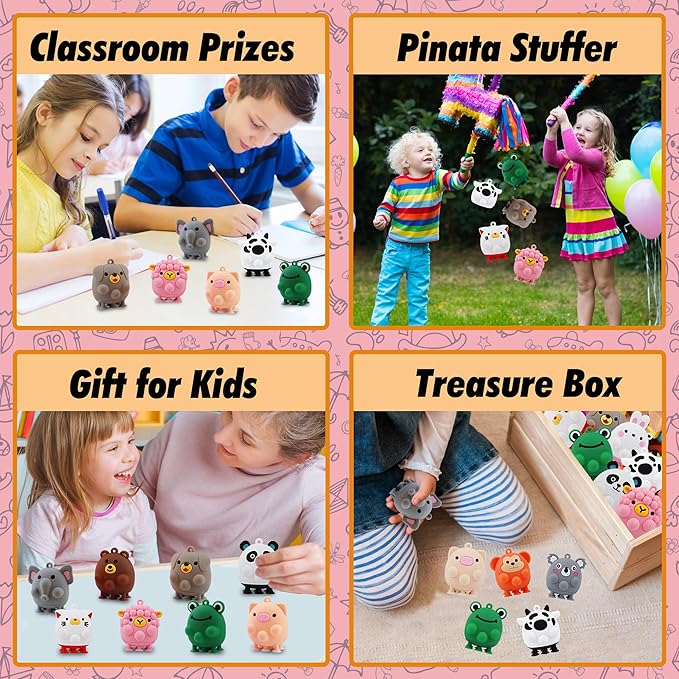 12 PCS Party Favors for Kids,3D Animal Pop Toys,Goodie Bags Stuffers for Kids,Pinata Stuffers Carnival Prizes,Fidget Toys Bulk,Prize for Classroom,Suction Toys for Toddlers