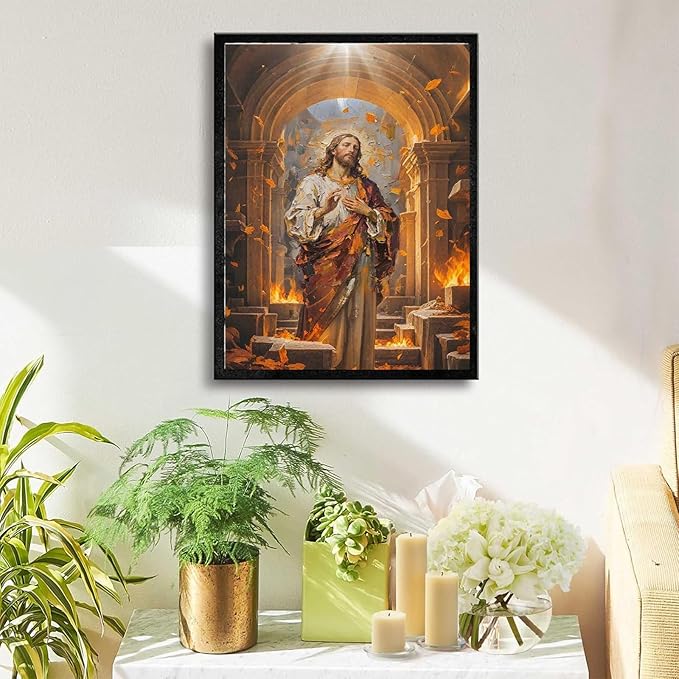 Christian Wall Art Print, Religious Scripture Biblical Decor, Faith-Based Inspirational Landscape with Cross, Digital Printed Canvas Poster for Church, Home Chapel, Prayer Room Decor