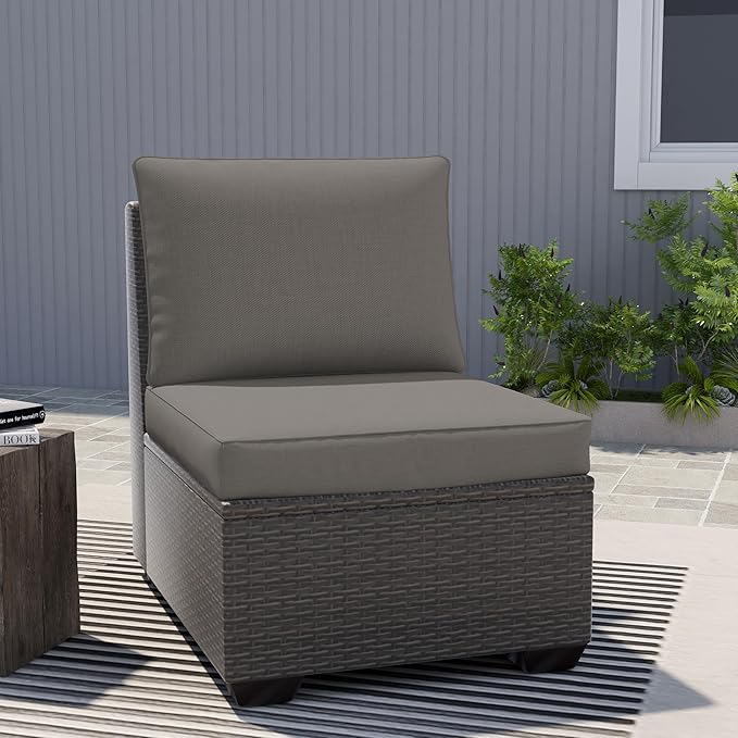 UIXE Outdoor Deep Seat Cushion Set with Slipcovers, Patio Furniture Cushions & Back Pillow, Water-Resistant Outdoor Cushion Cover Backyard Sectional Sofa Cushions for Bistro Chair - Coffee