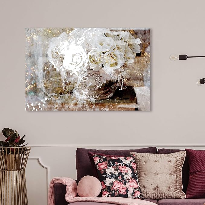 The Oliver Gal Artist Co. Floral Wall Art Canvas Prints 'Serving Roses' Home Décor, 36" x 24", Tan