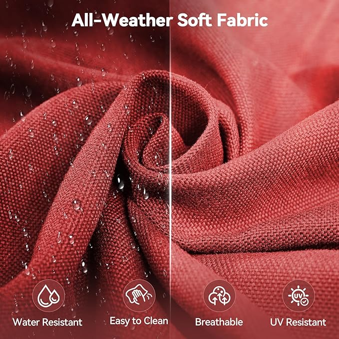 Luxury 6" Outdoor Cushions for Patio Furniture, 24x24x6 Thick Seat Cushion Set of 3, Fade Resistant Couch Chair Replacement Cushions High Density Deep Wicker Chair Cushion w/Removable Cover, Red