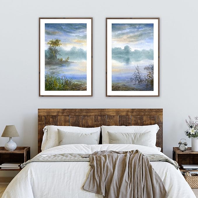 Camden Reed Set of Two Serenity Poster Frames Matted to 20x32 Inches, 24x36 Inch, Dark Oak Finish