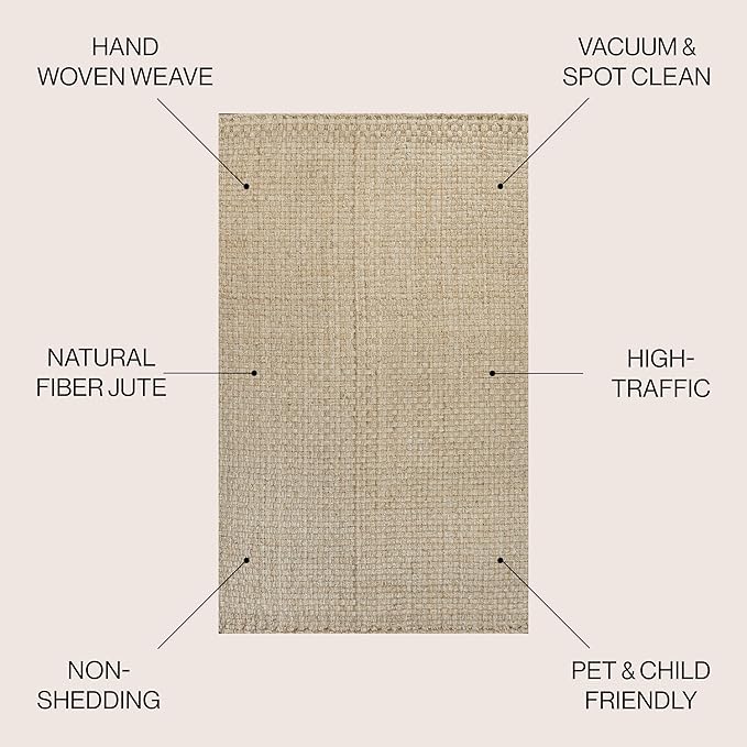 JONATHAN Y Estera Hand Woven Boucle Chunky Jute Ivory Indoor Area Rug, 4x6, Bohemian, Transitional, Easy-Cleaning for Living Room, Bedroom, Kitchen, Pet Friendly, Non-Shedding (NFR102B-4)