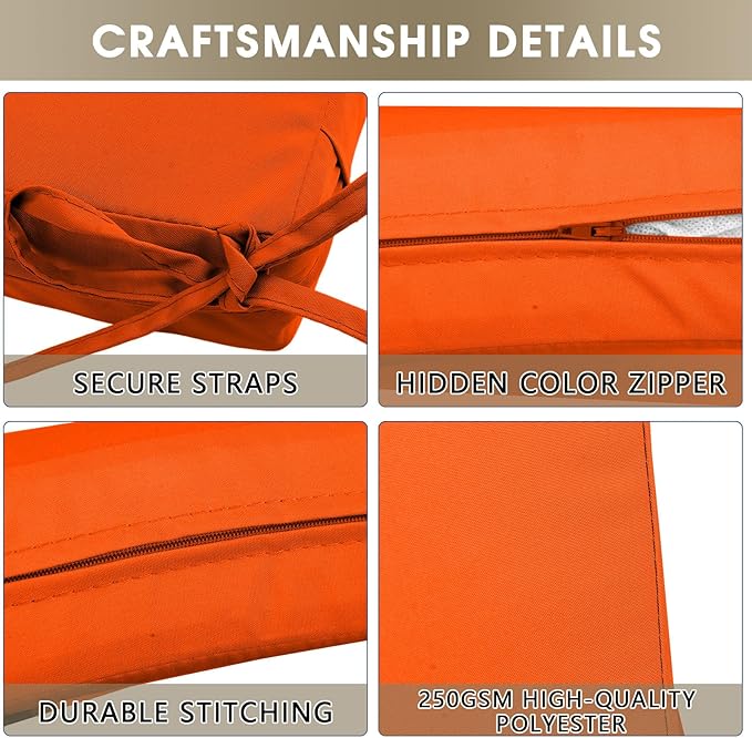 Outdoor Seat Cushion Set 19 x 19 In, Water-Resistant & Fade-Resistan, Patio Furniture Cushions with Removable Cover Deep Seat & Back Cushion with Handle and Adjustable Straps for Chair Sofa,1PC