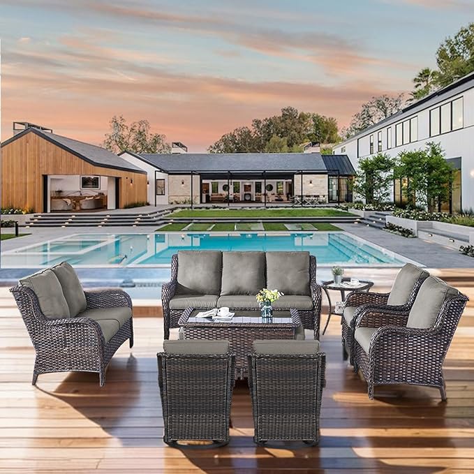 Patio Cushions for Outdoor Furniture - 22×24 Inches High Back and Deep Seating Outdoor Cushion for Patio Chairs Sofa Couch Loveseat Water Resistant(Grey/2 Set/No Button)