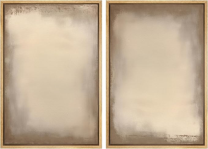 MUDECOR Framed Canvas Print Wall Art Neutral Minimalist Modern Abstract in Beige and Taupe Illustrations Modern Art Decorative Bohemian Colorful for Living Room, Bedroom, Office - 24"x36"x2 Natural