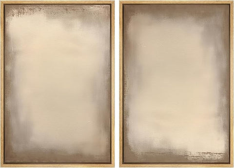 MUDECOR Framed Canvas Print Wall Art Neutral Minimalist Modern Abstract in Beige and Taupe Illustrations Modern Art Decorative Bohemian Colorful for Living Room, Bedroom, Office - 16"x24"x2 Natural