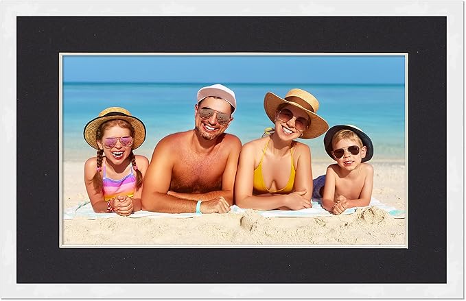 11.5x17 Frame with Mat - White 14x19 Frame Wood Made to Display Print or Poster Measuring 11.5 x 17 Inches with Black Photo Mat