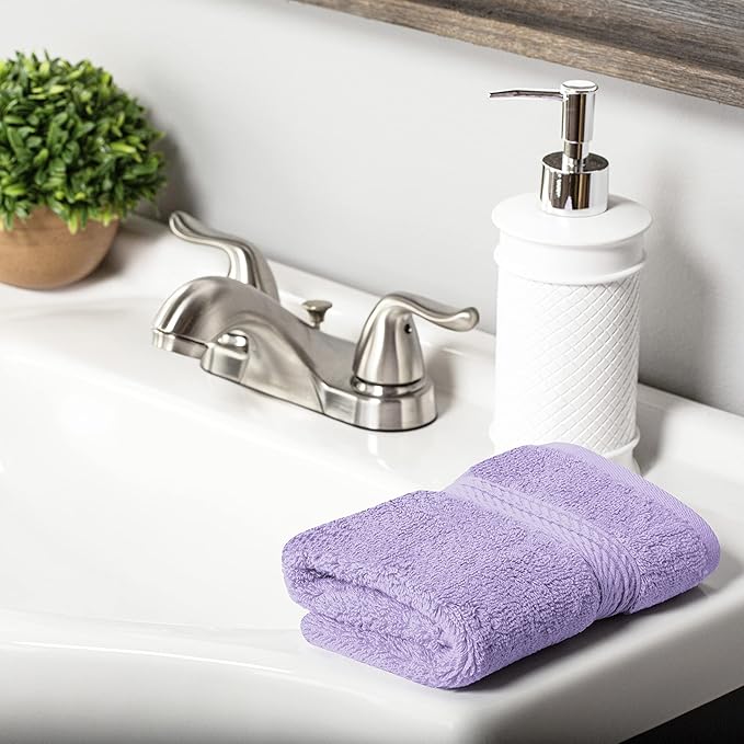 BLUENILEMILLS BNM Egyptian Cotton 6-Piece Towel Set, Includes 6 Face Towels, Attached Loop for Easy Hanging and Storage, Hotel Quality, Perfect for Bathroom, Gym, Shower Space, or Spa, Purple