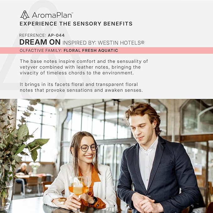 AromaPlan Hotel Scents Dream On 5 Fl Oz (2 Pack), Luxury Aroma & Hotel Fragrance Diffuser Oil- Hotel Diffuser Oil for Aromatherapy- USA Made, Bigger Bottle, Bolder Aroma & Longer Lasting