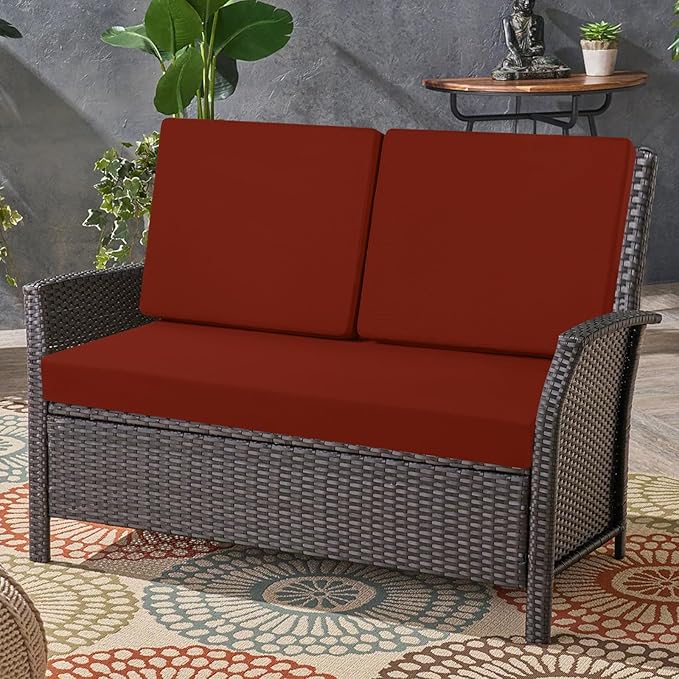 idee-home Outdoor Loveseat Cushions, Waterproof Patio Loveseat Cushion, Outside Couch Hampton Bay Deep Seat Cushion Replacement Set, Patio Love Seat Sofa Cushions for Furniture, 46" x 26"