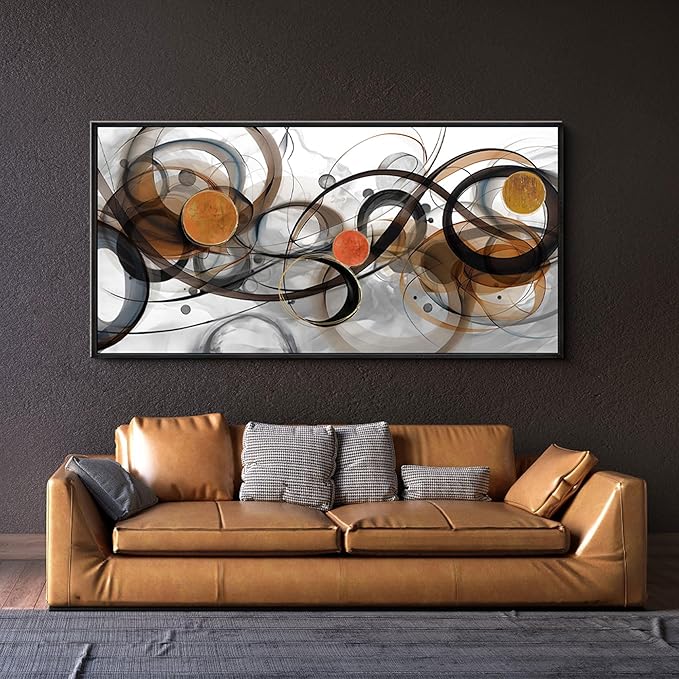 XLSJERST Large Wall Art for Living Room - Black and Gray Canvas Picture Framed Artwork for wall Modern Abstract Minimalist Paintings Oversize Wall Decor
