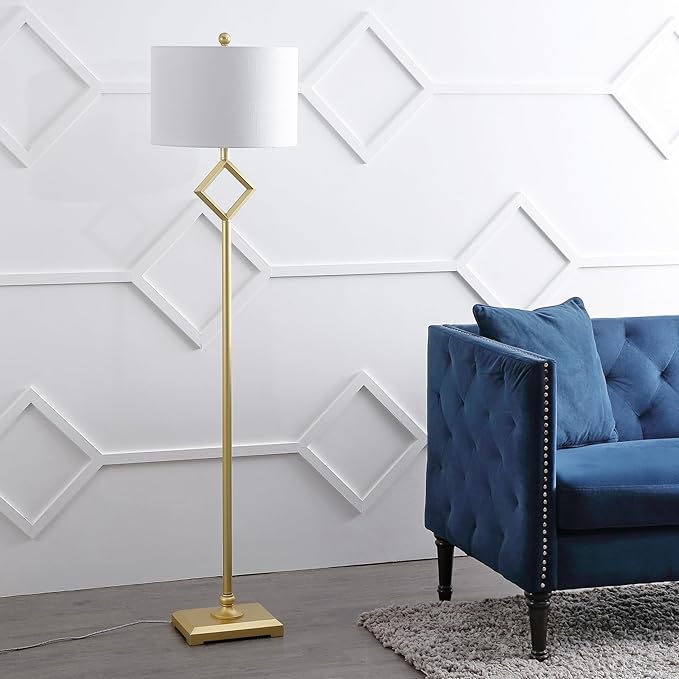 JONATHAN Y JYL3064A Juno 62.5" Metal LED Floor Lamp, Contemporary, Modern, Transitional, Office, Living Room, Family Room, Dining Room, Bedroom, Hallway, Foyer, Gold Leaf