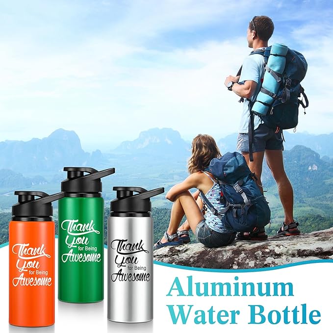 Tanlade 24 Pack Staff Employee Appreciation Gifts 20oz Aluminum Water Bottle Bulk Housekeeper Appreciation Thank You for Being Awesome Bottle with Snap Lid Thank You Gift for Coworker(Multicolor)