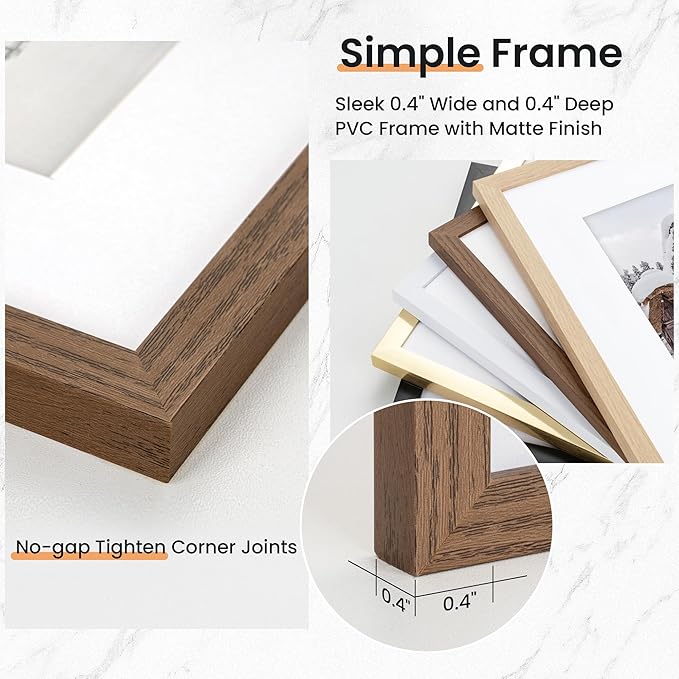 4x6 inch Picture Frame, 4x6 Photo Frames with 3.5x5 Removable Mat - High Definition Plexiglass - Vertical and Horizontal Display - Wall Hanging Frame - Walnut Color, 12 Pack